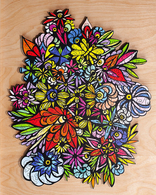 Lac la Hache Wildflowers by Lori Anne McKague 200 Piece Wooden Jigsaw Puzzle by Stumpcraft