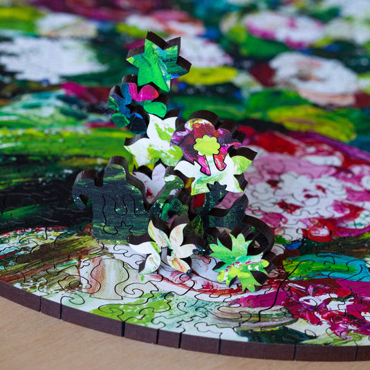 Bursting Blooms by Melissa McKinnon 345 Piece Wooden Jigsaw Puzzle by Stumpcraft
