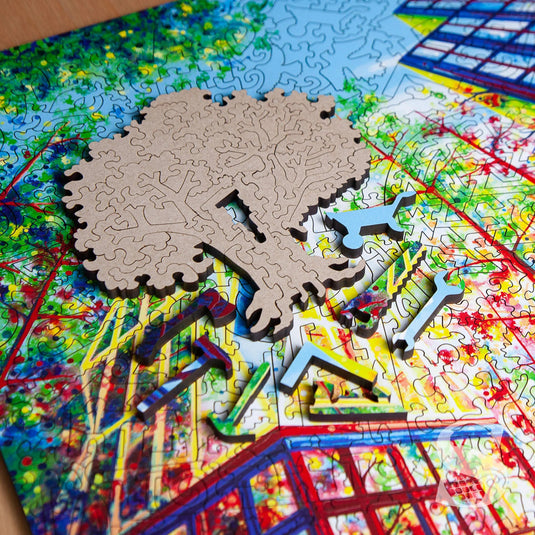 Urban Treehouse by Amy Shackleton 464 Piece Wooden Jigsaw Puzzle by Stumpcraft