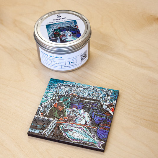 Fishing for Halibut by Reilly Fitzgerald 66 Piece Wodden Jigsaw Puzzle by Stumpcraft