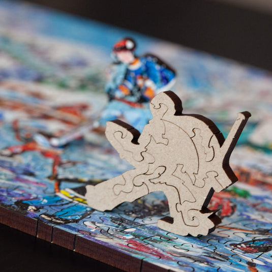 Another Goal by Katerina Mertikas 424 Piece Wooden Jigsaw Puzzle by Stumpcraft