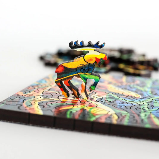 Midnight Moose by Sam Millard 71 Piece Wooden Jigsaw Puzzle by Stumpcraft