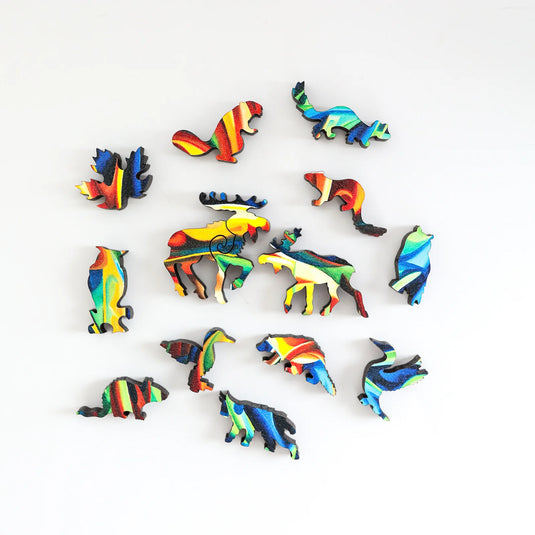 Midnight Moose by Sam Millard 71 Piece Wooden Jigsaw Puzzle by Stumpcraft