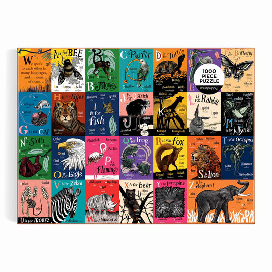 A is for Bee: An Alphabet in Translation 1000 Piece Family Puzzle by Galison - 2