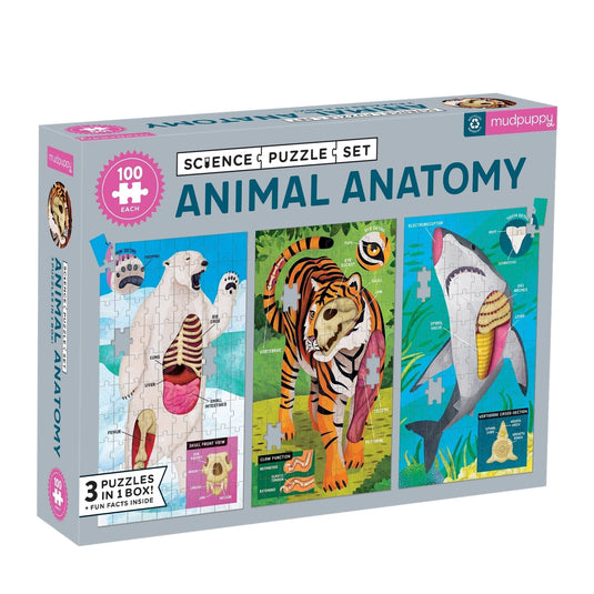 Animal Anatomy Science Puzzle Set 3x 100 Piece Jigsaw Puzzles by Galison - 1