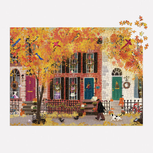 Autumn in the Neighborhood 1000 Piece Jigsaw Puzzle by Galison - 4