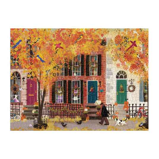 Autumn in the Neighborhood 1000 Piece Jigsaw Puzzle by Galison - 3