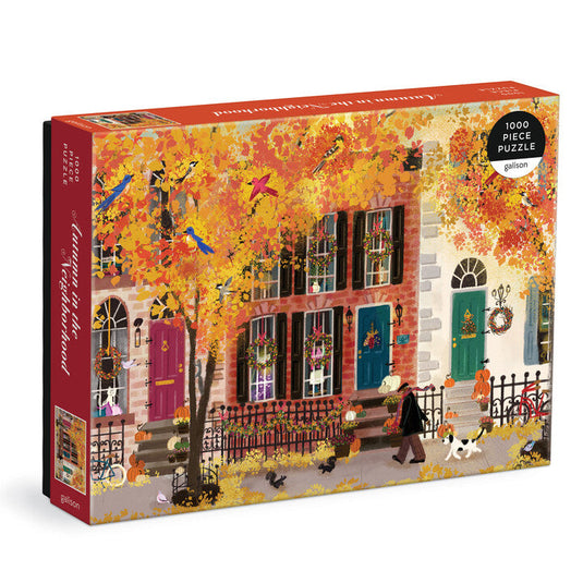 Autumn in the Neighborhood 1000 Piece Jigsaw Puzzle by Galison - 1