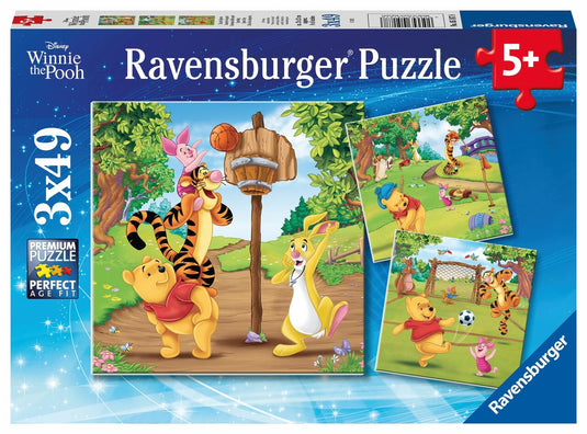 Pooh Sports Day 3 x 49 Piece Jigsaw Puzzle by Ravensburger - 1