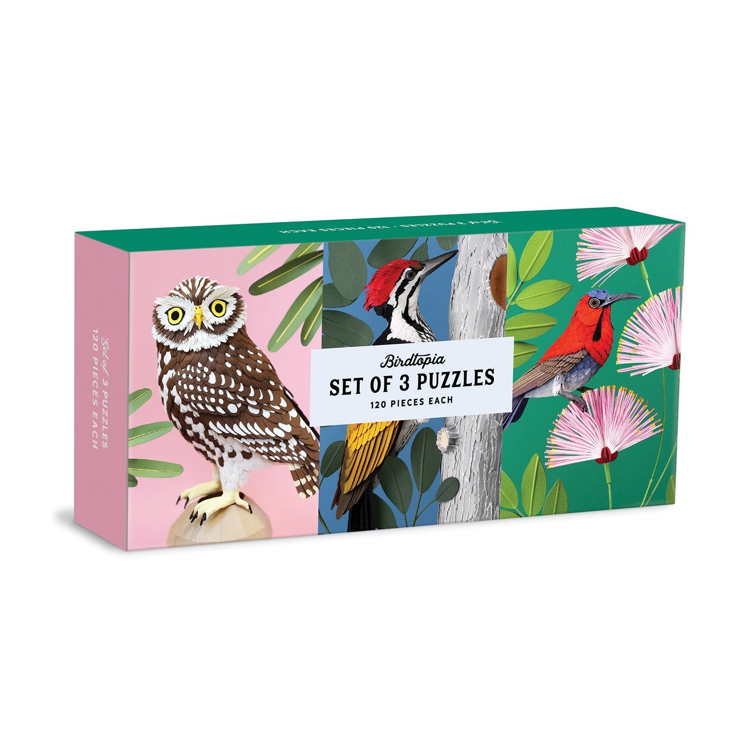 Birdtopia Jigsaw Puzzle 3x 120 Piece Jigsaw Puzzle Set by Galison