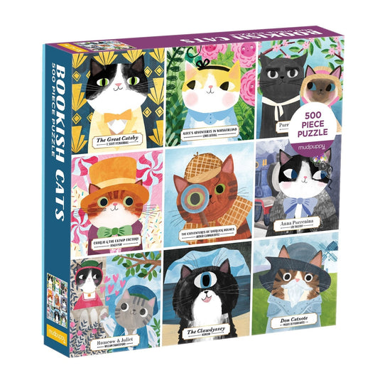 Bookish Cats 500 Piece Family Puzzle by Galison - 1