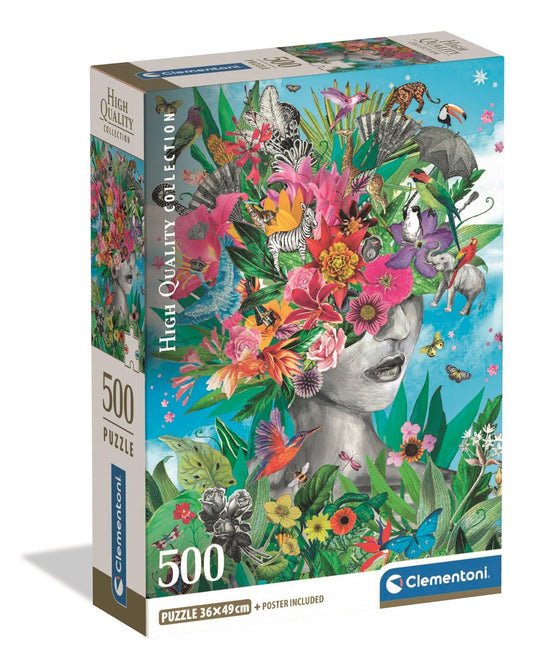 Head In The Jungle 500 Piece Jigsaw Puzzle by Clementoni Puzzles - 1