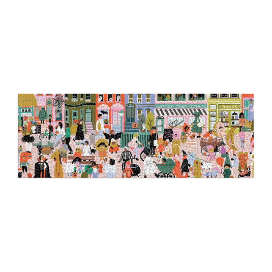 Fall Halloween Parade 1000 Piece Panoramic Jigsaw Puzzle by Galison