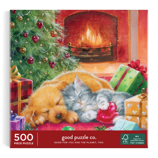 Warm by the Fireplace 500 Piece Jigsaw Puzzle by Galison