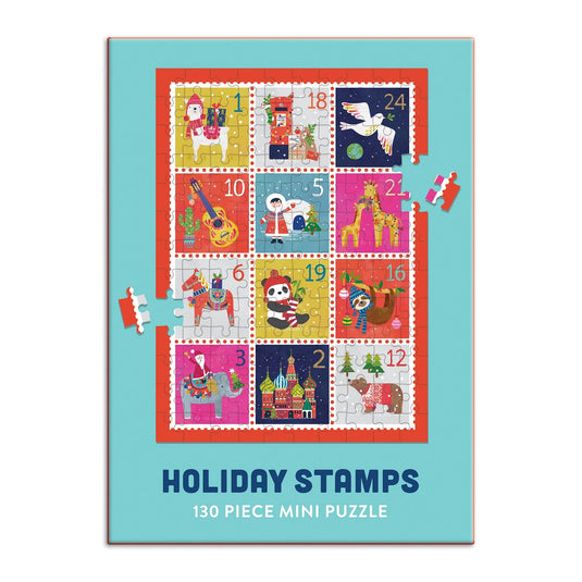 Holiday Stamps 130 Piece Mini Jigsaw Puzzle by Galison