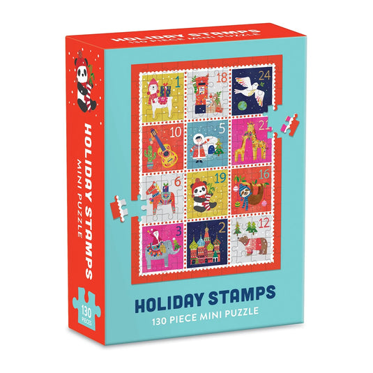 Holiday Stamps 130 Piece Mini Jigsaw Puzzle by Galison