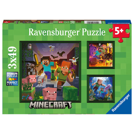 Minecraft Biomes 3x 49 Piece Jigsaw Puzzle by Ravensburger Puzzle