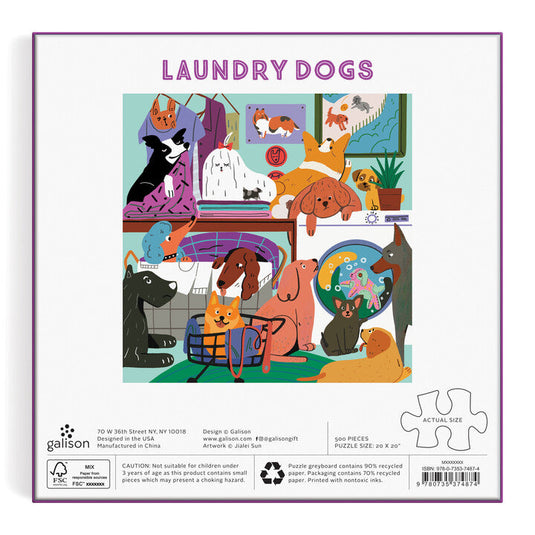 Laundry Dogs 500 Piece Jigsaw Puzzle by Galison - 5