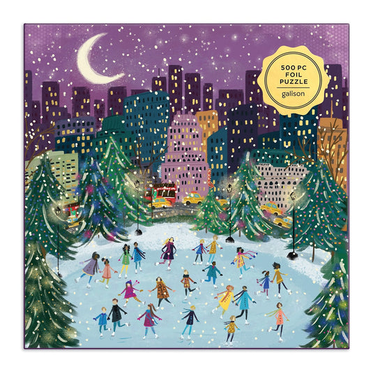 Merry Moonlight Skaters 500 Piece Jigsaw Puzzle by Galison - 2