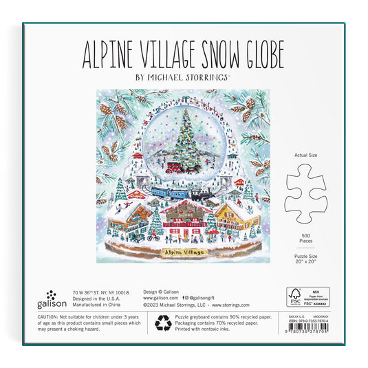 Alpine Village Snowglobe 500 Piece Jigsaw Puzzle by Galison - 6