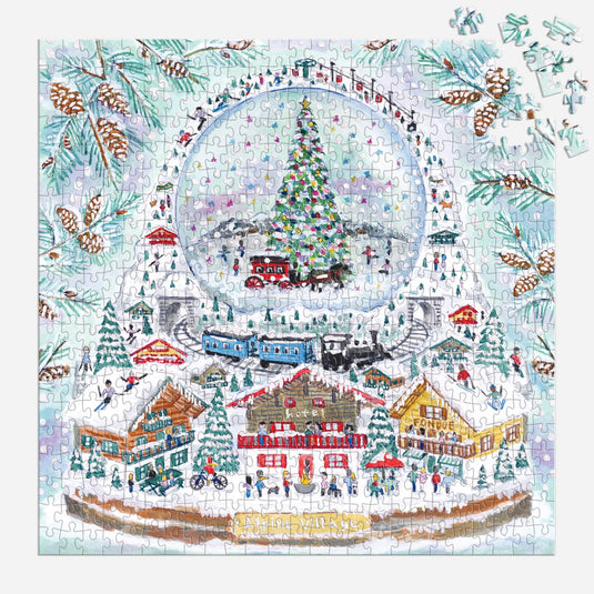 Alpine Village Snowglobe 500 Piece Jigsaw Puzzle by Galison - 4