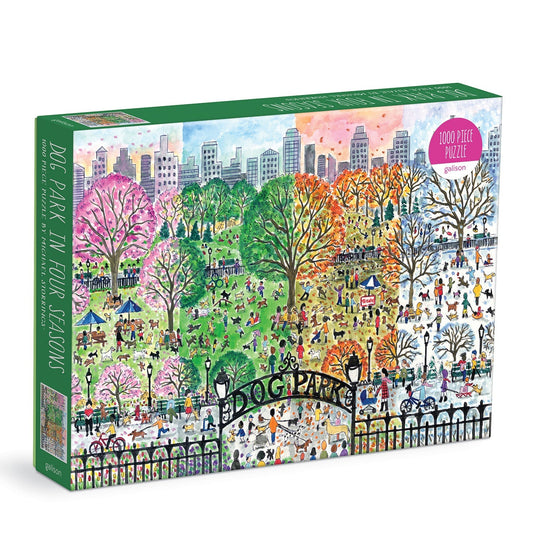 Dog Park in Four Seasons 1000 Piece Jigsaw Puzzle by Galison - 1