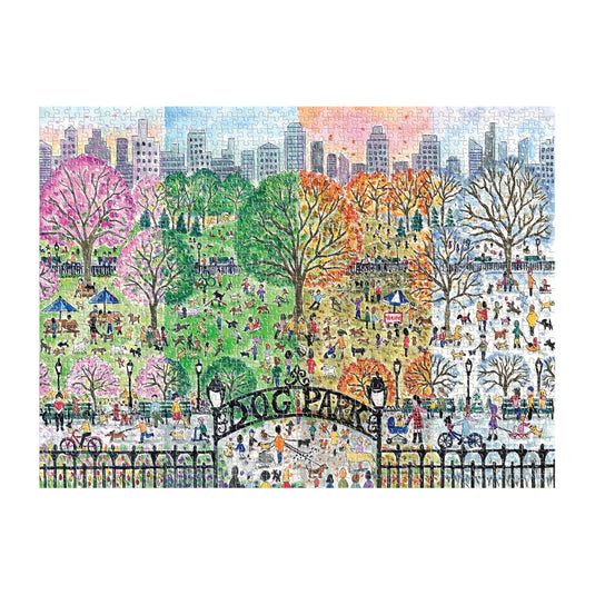 Dog Park in Four Seasons 1000 Piece Jigsaw Puzzle by Galison - 2