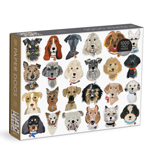 Paper Dogs 1000 Piece Jigsaw Puzzle by Galison - 1