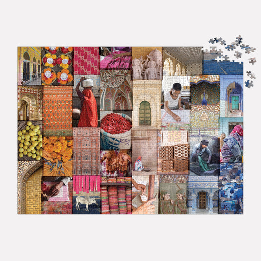 Patterns of India: A Journey Through Colors, Textiles and the Vibrancy of Rajasthan 1000 Piece Jigsaw Puzzle by Galison - 4