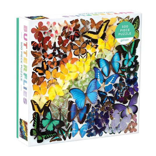 Rainbow Butterflies 500 Piece Jigsaw Puzzle by Galison - 1