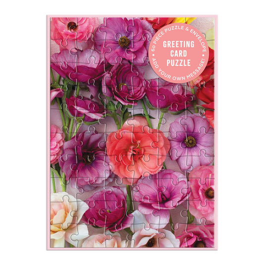 Ranunculus Greeting Card 60 Piece Jigsaw Puzzle by Galison - 1