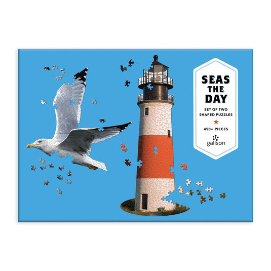Seas The Day 2-in-1 450 Piece Shaped Jigsaw Puzzle by Galison - 1