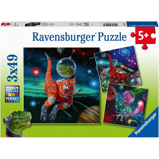 Dinosaurs in Space 3 x 49 Piece Jigsaw Puzzle by Ravensburger - 1