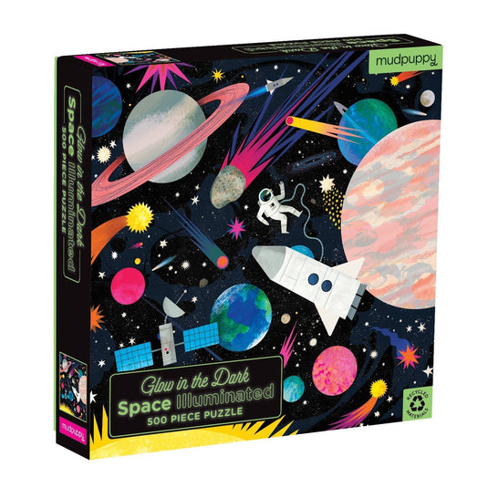 Space Illuminated 500 Piece Glow in the Dark Family Puzzle by Galison - 1