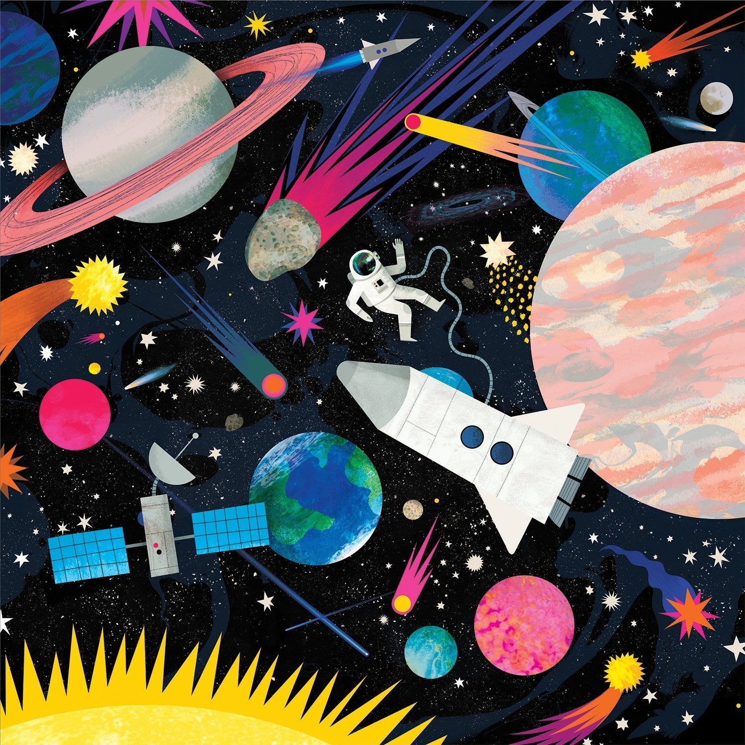 Space Illuminated 500 Piece Glow in the Dark Family Puzzle by Galison
