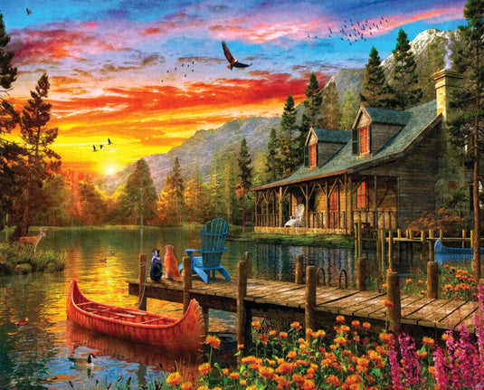 Cabin Evening Sunset 1500 Piece Jigsaw Puzzle by Springbok - 1