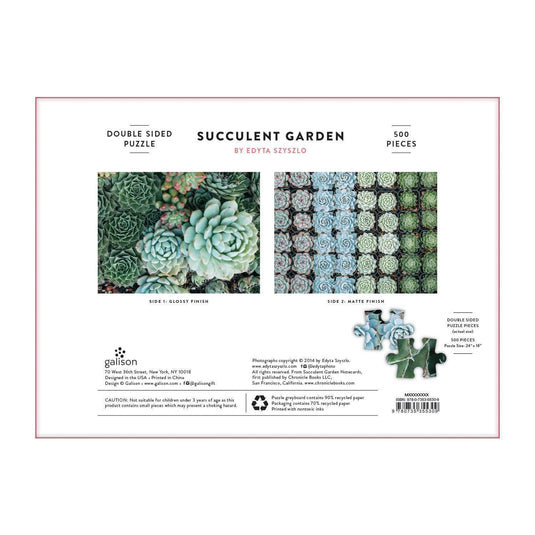 Succulent Garden Double-Sided 500 Piece Jigsaw Puzzle by Galison