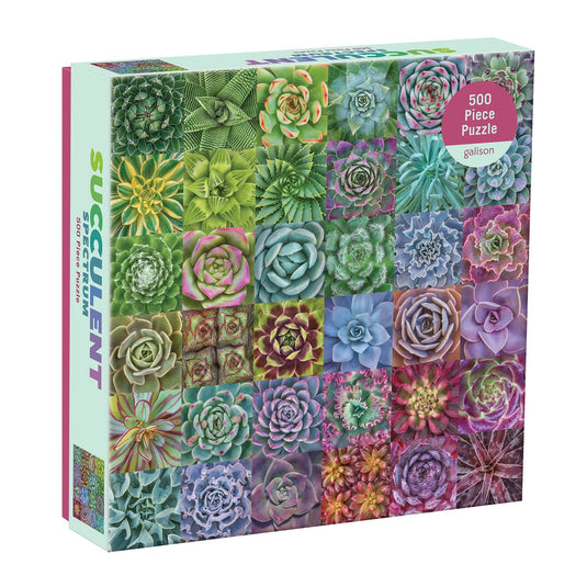 Succulent Spectrum 500 Piece Jigsaw Puzzle by Galison - 1